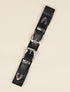 Ceinture à double boucles martelées - Noir/argentée - 2
