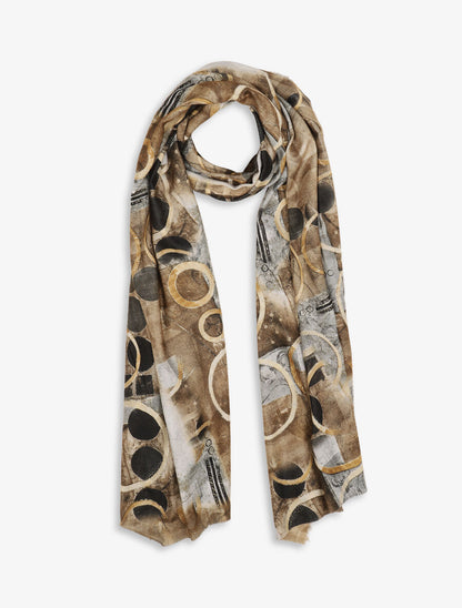 Foulard à imprimé peinture abstraite - Taupe - 1