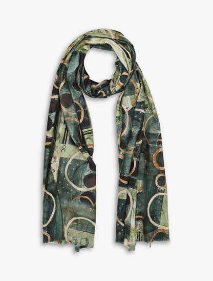 Foulard à imprimé peinture abstraite - Vert - 4