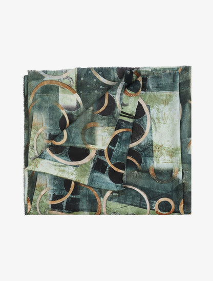 Foulard à imprimé peinture abstraite - Vert - 2