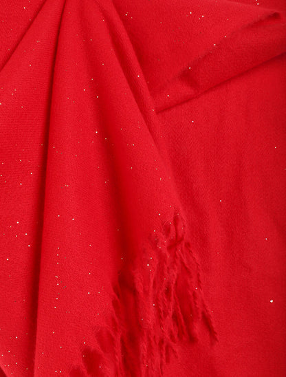 Echarpe unie irisée à bords frangés - Rouge - 3