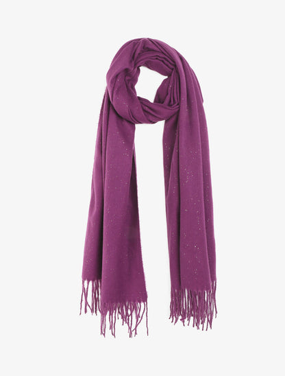 Echarpe unie irisée à bords frangés - Violet - 1