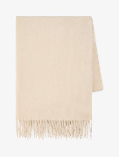 Echarpe unie irisée à bords frangés - Beige - 2