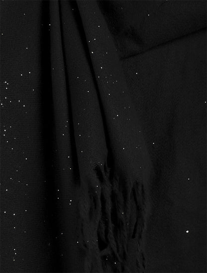 Echarpe unie irisée à bords frangés - Noir - 3