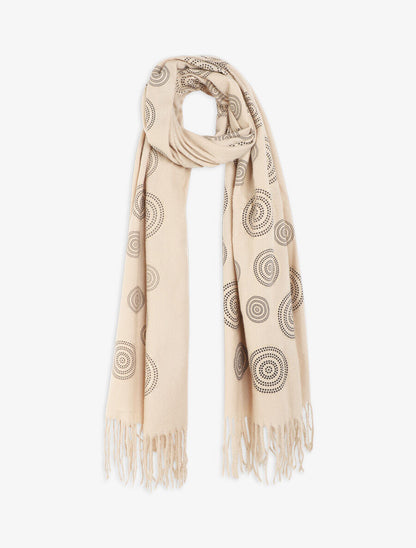 Echarpe à imprimé rosaces - Beige - 4