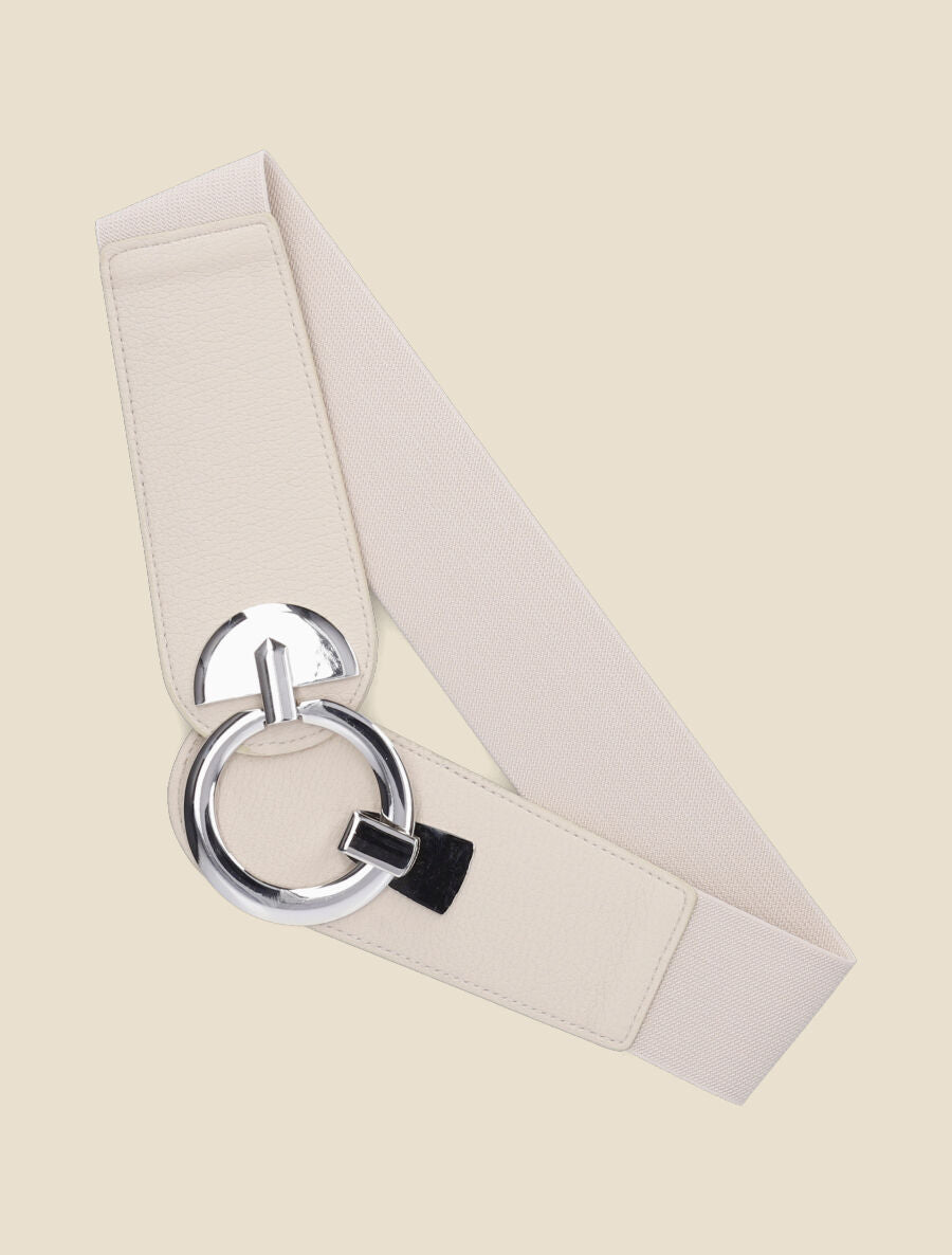 Ceinture à boucle ronde - Beige - 2