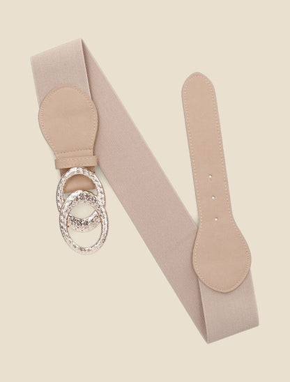 Ceinture à double boucles ovales - Beige - 2