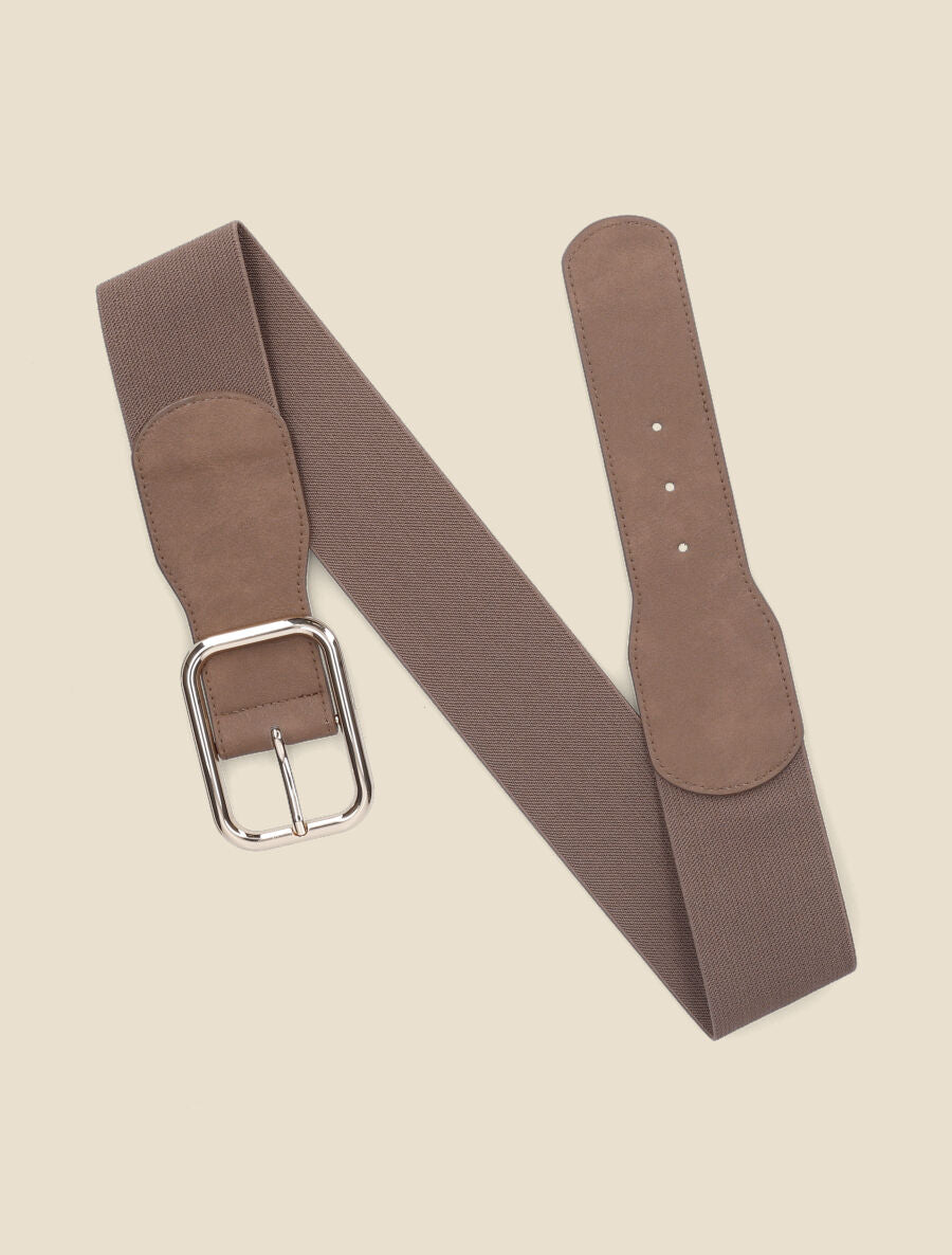 Ceinture élastiquée à large boucle - Marron - 2