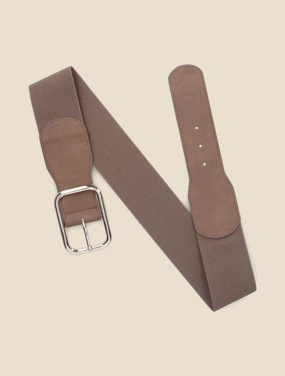 Ceinture élastiquée à large boucle - Marron - 2