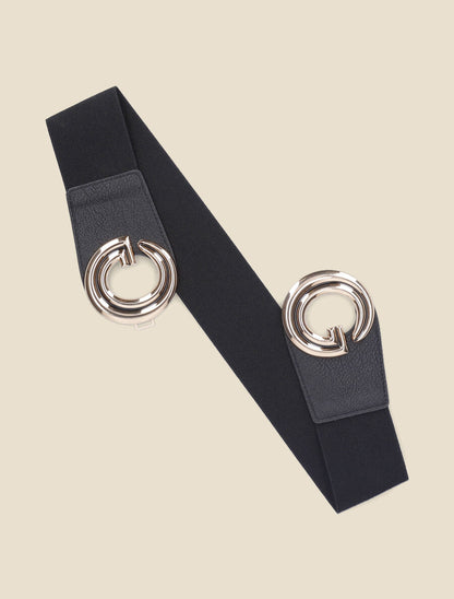 Ceinture élastiquée à boucle G - Noir - 2