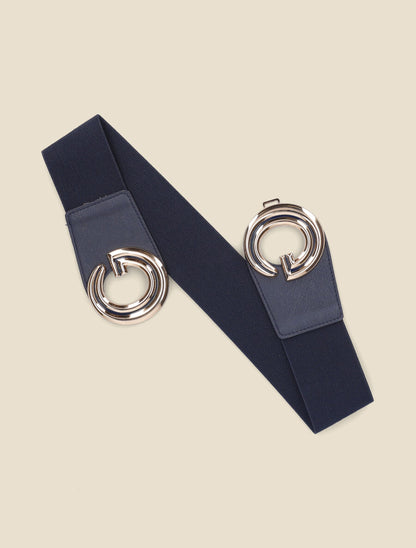 Ceinture élastiquée à boucle G - Marine - 2
