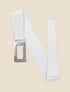Ceinture élastiquée imprimé python et boucle rectangle - Blanc - 2