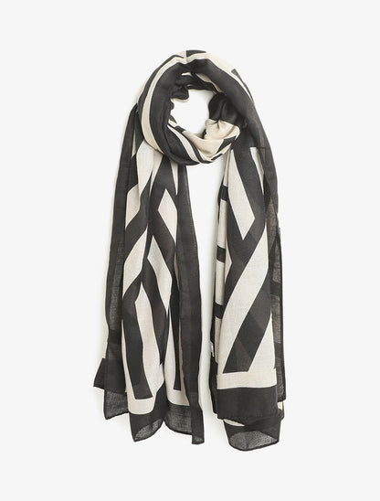Foulard graphique rectangulaire - Noir - 1