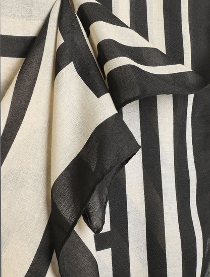 Foulard graphique rectangulaire - Noir - 3