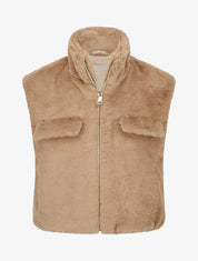 Veste sans manches en fausse fourrure - Taupe - 1