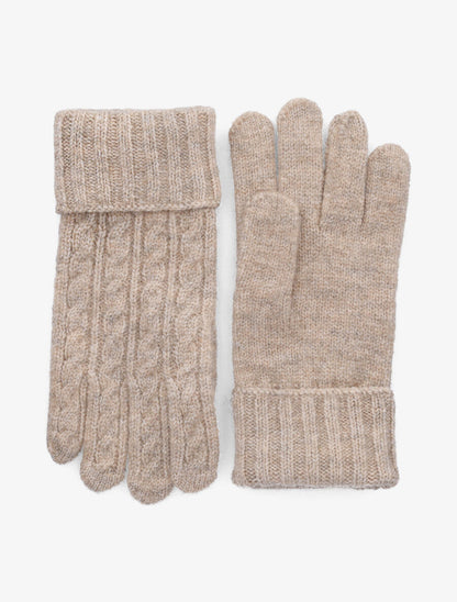 Gants en maille tressée - Beige - 1