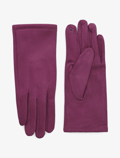 Gants unis en suédine - Prune - 1