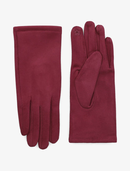 Gants unis en suédine - Bordeaux - 2