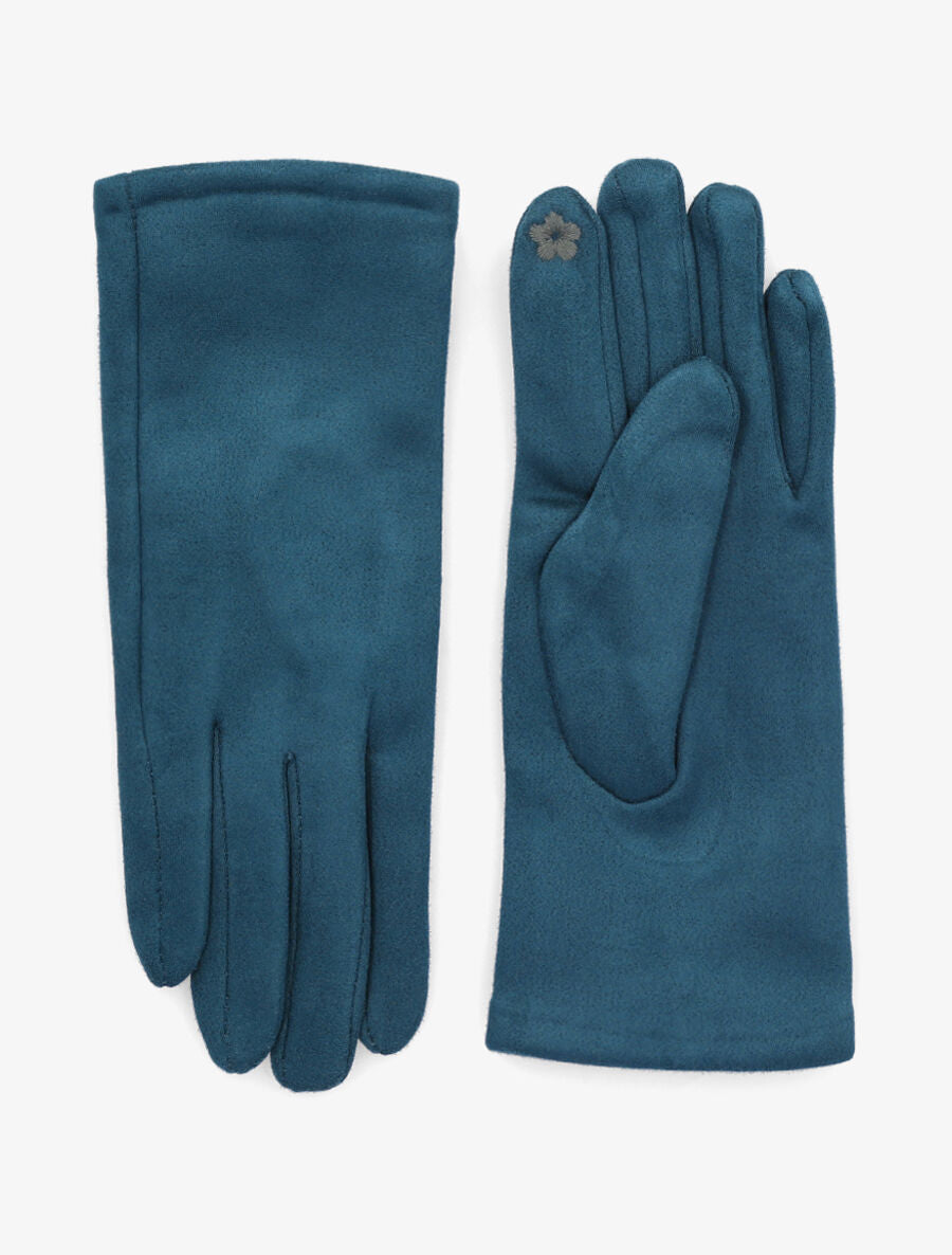 Gants unis en suédine - Turquoise - 1