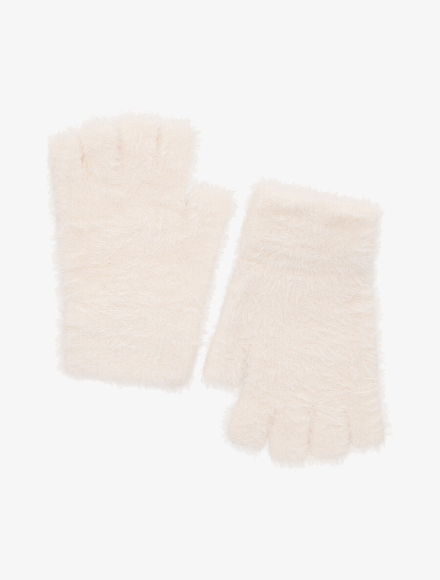 Mitaines unies en fausse fourrure - Beige - 1