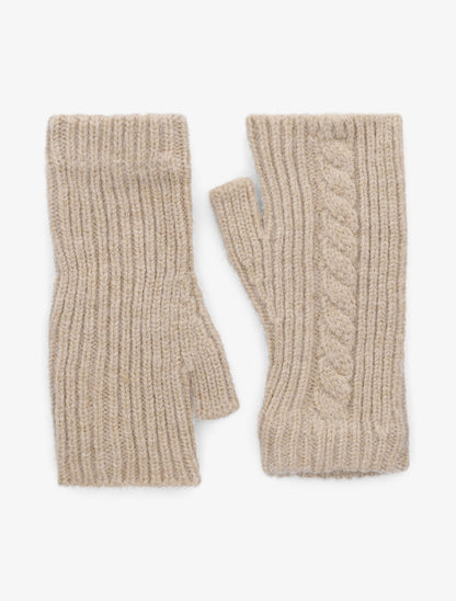 Mitaines unies en maille tressée - Taupe - 1