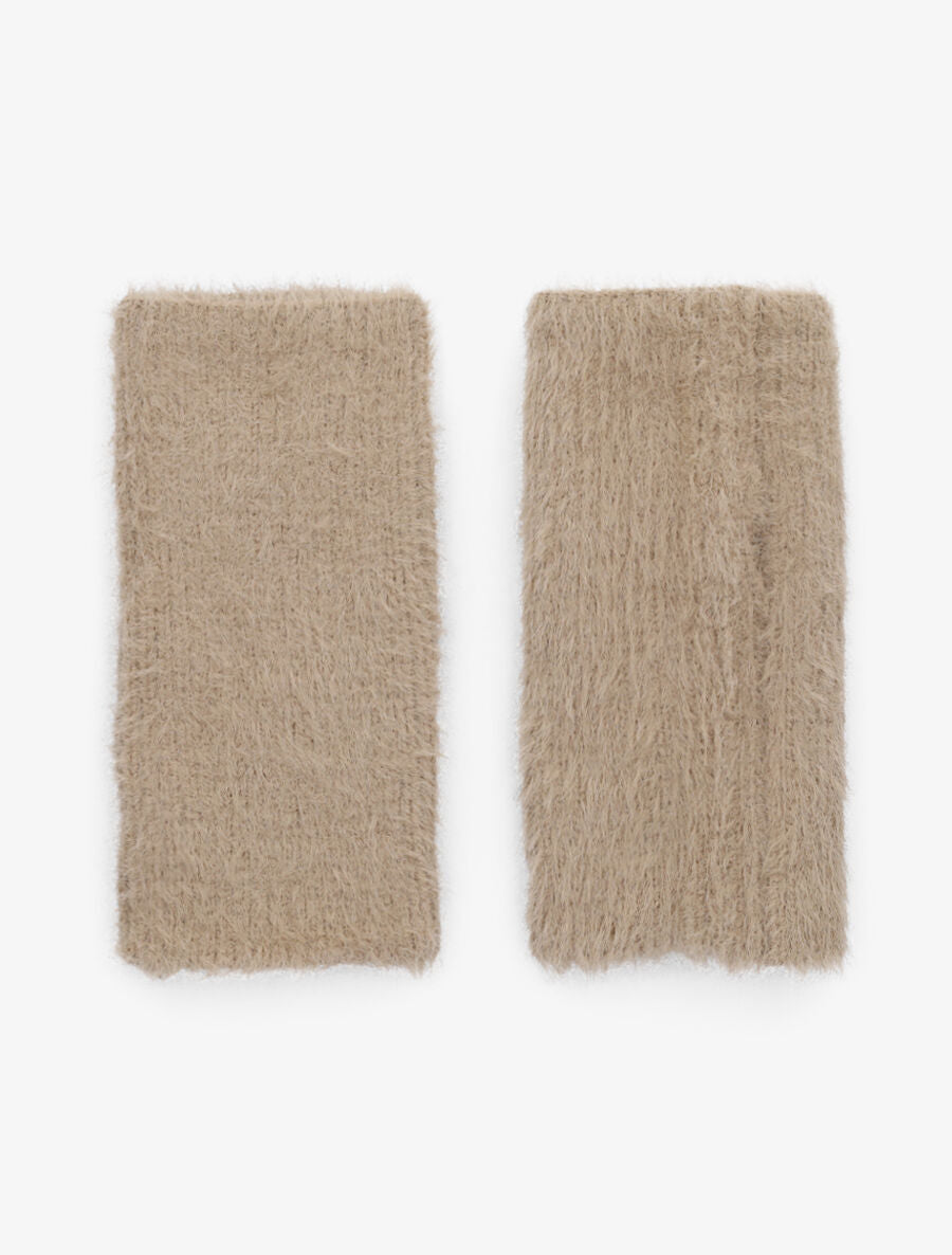 Mitaines en maille duveteuse - Taupe - 1