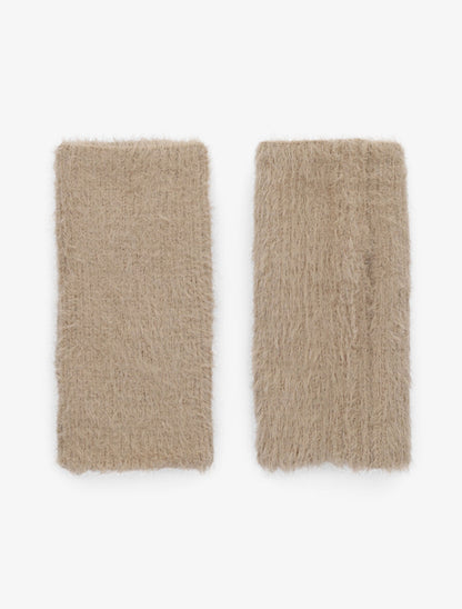 Mitaines en maille duveteuse - Taupe - 1