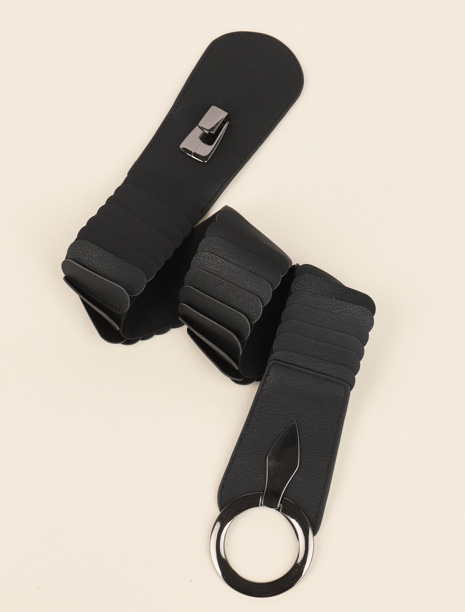 Ceinture à empiècements en simili - Noir - 2