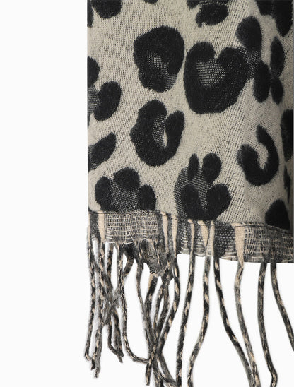 Châle motif léopard - Noir - 3