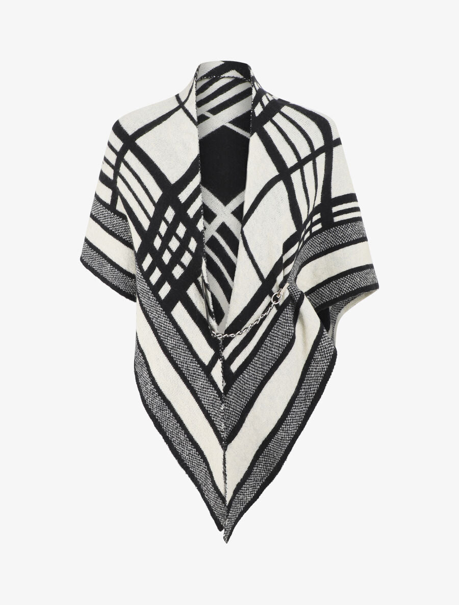 Châle motif géométrique - Noir - 4