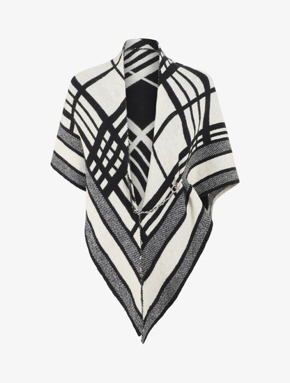 Châle motif géométrique - Noir - 4