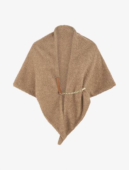 Châle uni effet laine bouclée - Taupe - 1