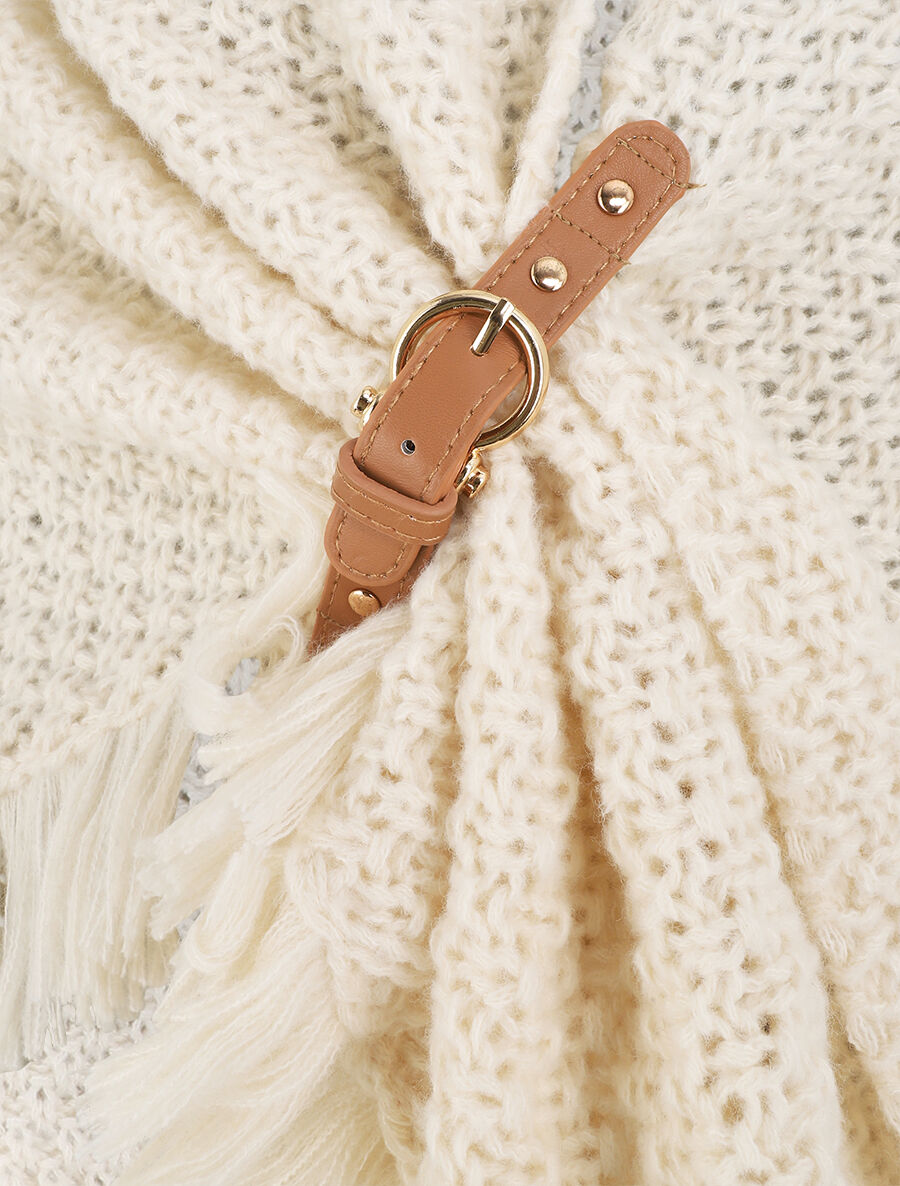 Châle uni en maille - Beige - 3