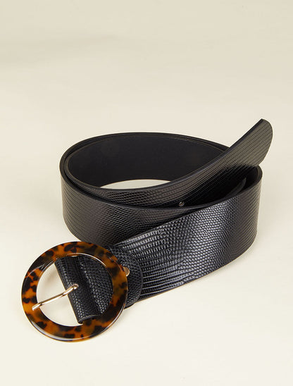 Ceinture en simili effet python - Noir - 2