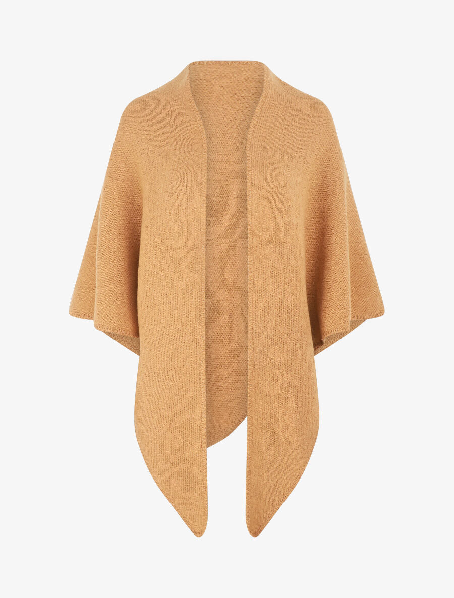 Châle triangulaire en maille - Camel - 1
