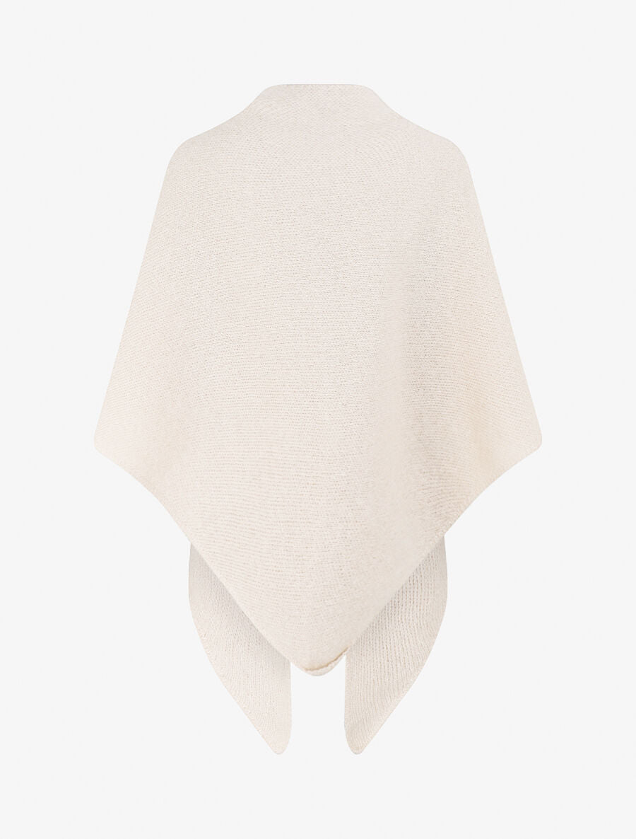 Châle triangulaire en maille - Beige - 2