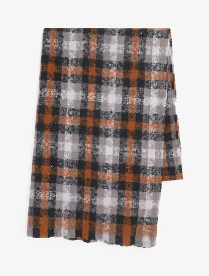 Echarpe à imprimé tartan irisé - Noir - 2