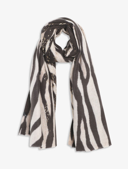 Echarpe à imprimé graphique irisé - Beige - 1