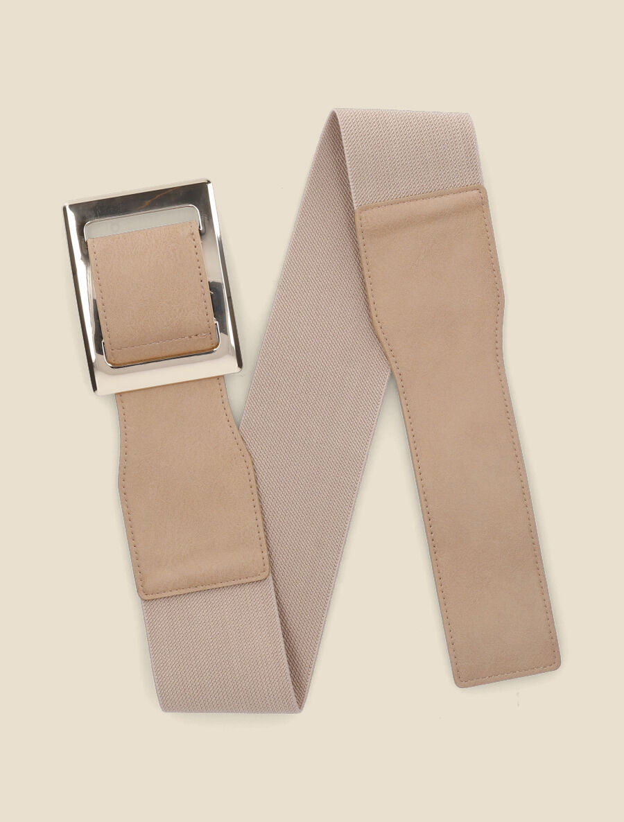 Ceinture élastiquée à boucle interlock - Taupe - 1