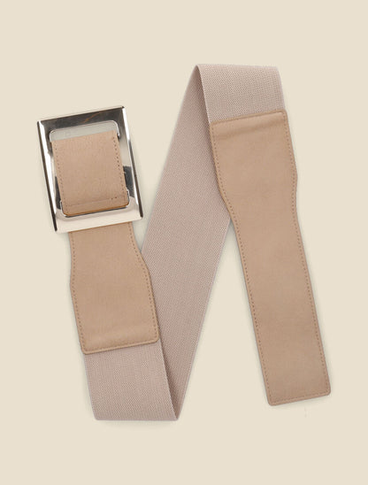 Ceinture élastiquée à boucle interlock - Taupe - 1