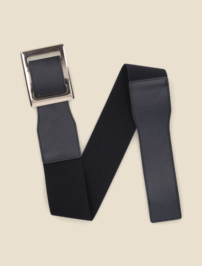 Ceinture élastiquée à boucle interlock - Noir - 1