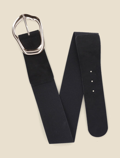 Ceinture élastiquée à boucle ardillon - Noir - 1