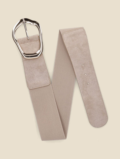 Ceinture élastiquée à boucle ardillon - Taupe - 1