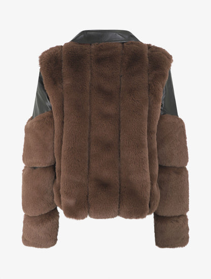 Perfecto en simili et fourrure synthétique - Marron - 2