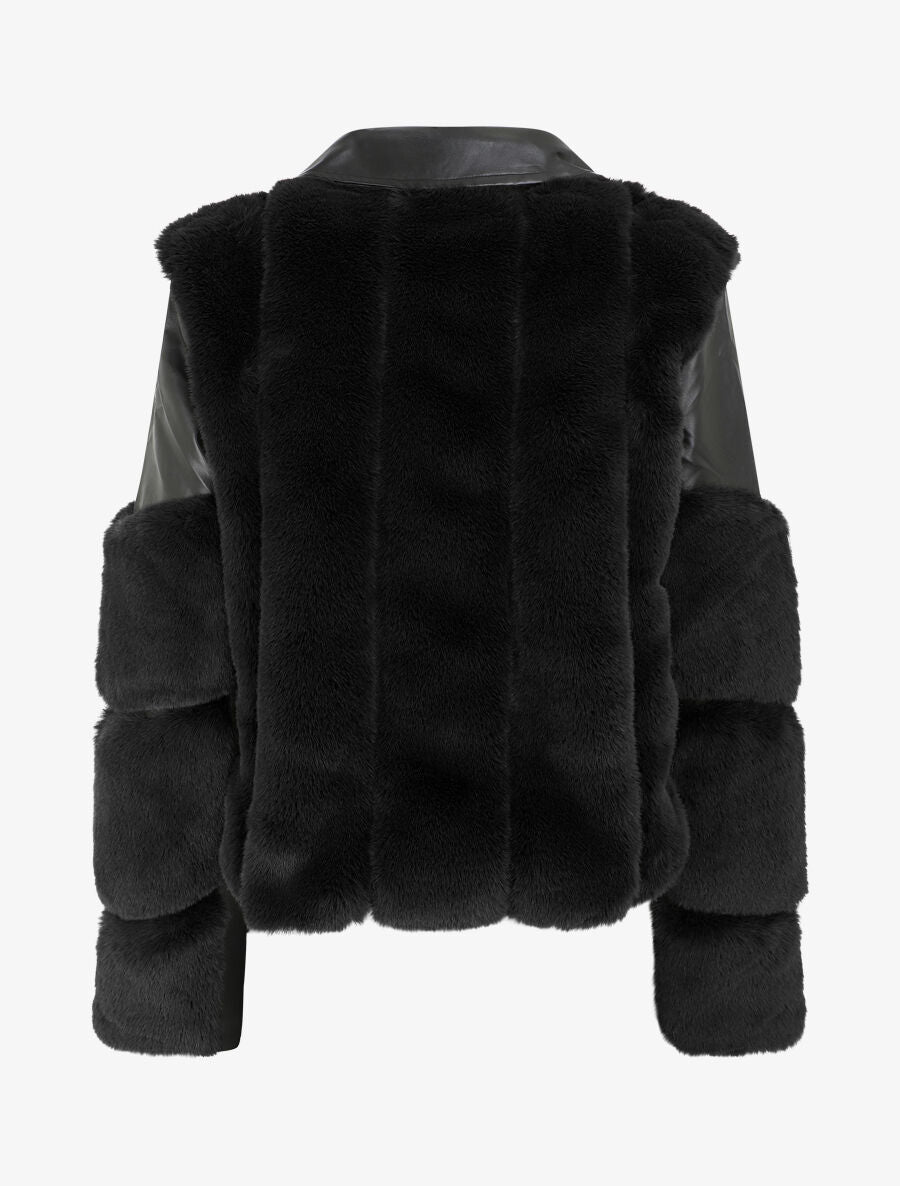 Perfecto en simili et fourrure synthétique - Noir - 2