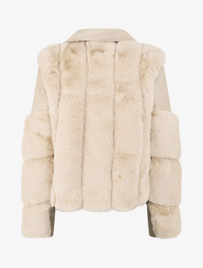 Perfecto en simili et fourrure synthétique - Beige - 2