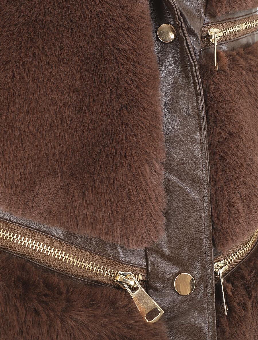 Veste sans manches à zips décoratifs - Marron - 3