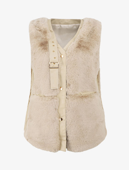 Veste sans manches à sangle décoratif - Beige - 1