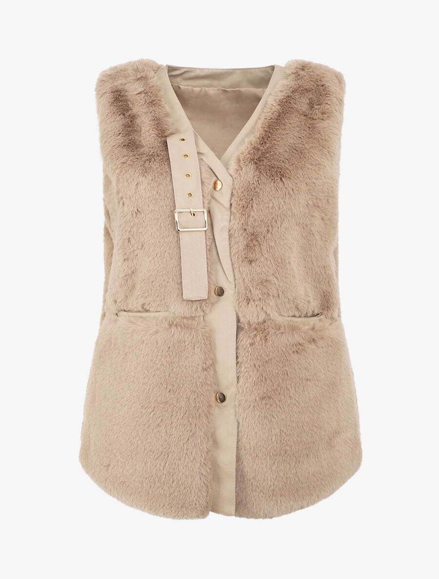 Veste sans manches à sangle décoratif - Taupe - 1