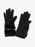 Gants suédés à détail fausse fourrure et noeud - Noir - 3